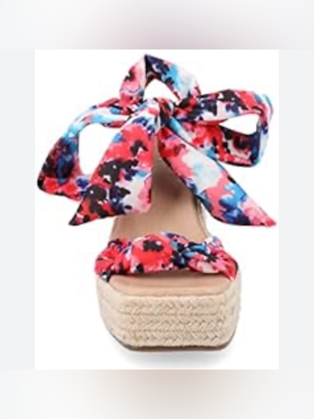 Journee Collection Red, Blue and Pink Floral Tie-Ankle Platform Sandal